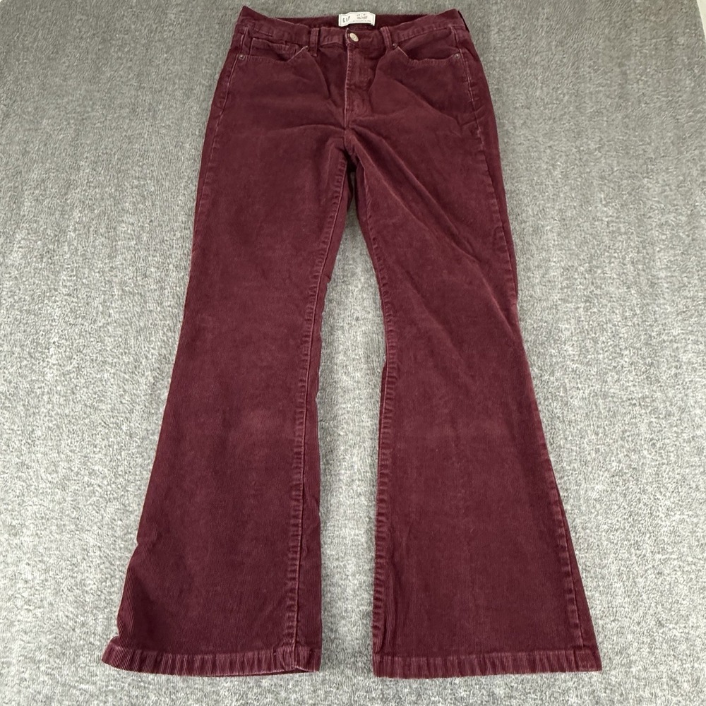 GAP 70s Flare Corduroy Pants Womens 29x29 Petite High Rise Burgundy Retro 8P